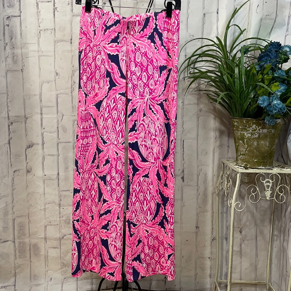 Lilly Pulitzer Coco Safari Pants Palazzo Pineapple Georgia May Stretch Flare